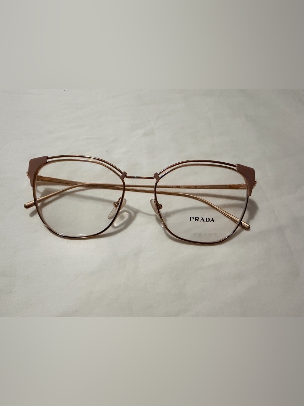 PRADA Women's Rose Gold Thin Wireframe Optical Glasses